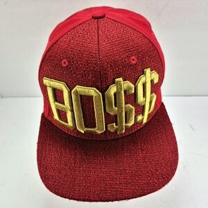 Top Level Red & Gold "BO$$" Snapback Cap Adjustable OSFM